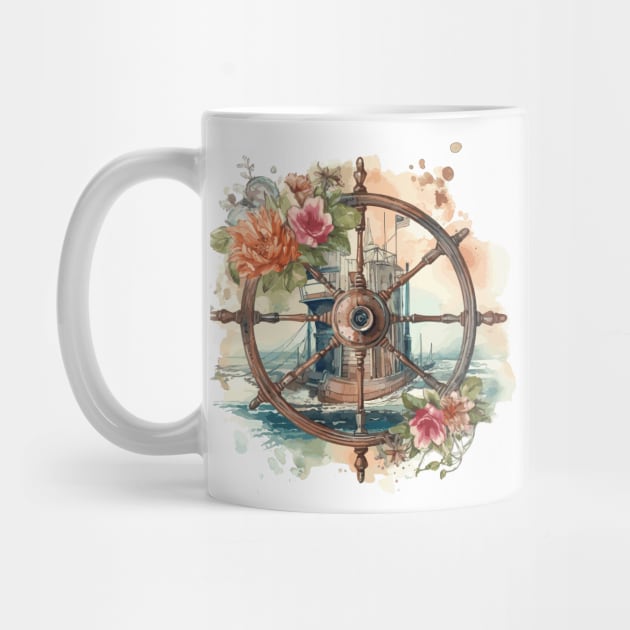 Captain's Wheel with Flowers by erzebeth